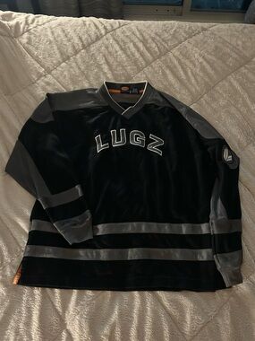 Lugz Black and Gray Hockey Pullover Sweatshirt, Men’s Size XXL